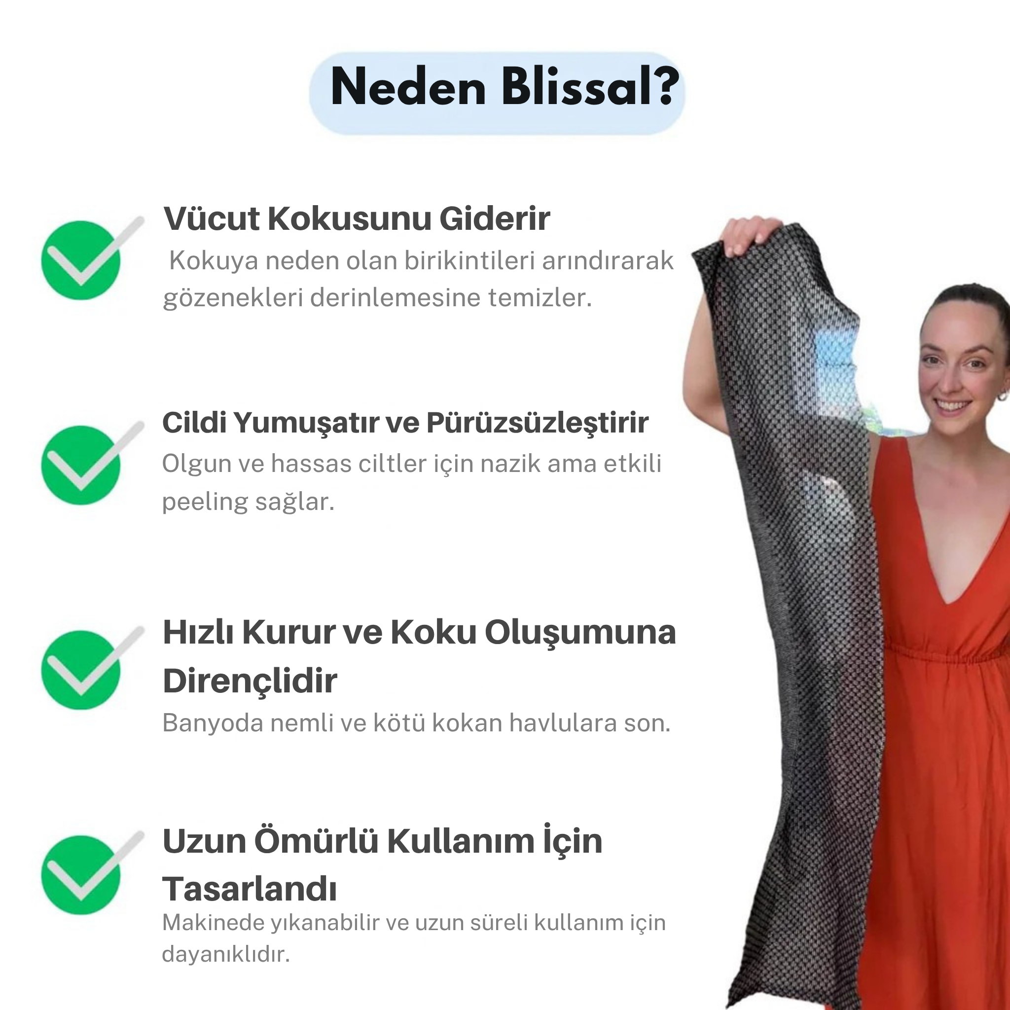 Blissaltr - Antibakteriyel Peeling Duş Havlusu