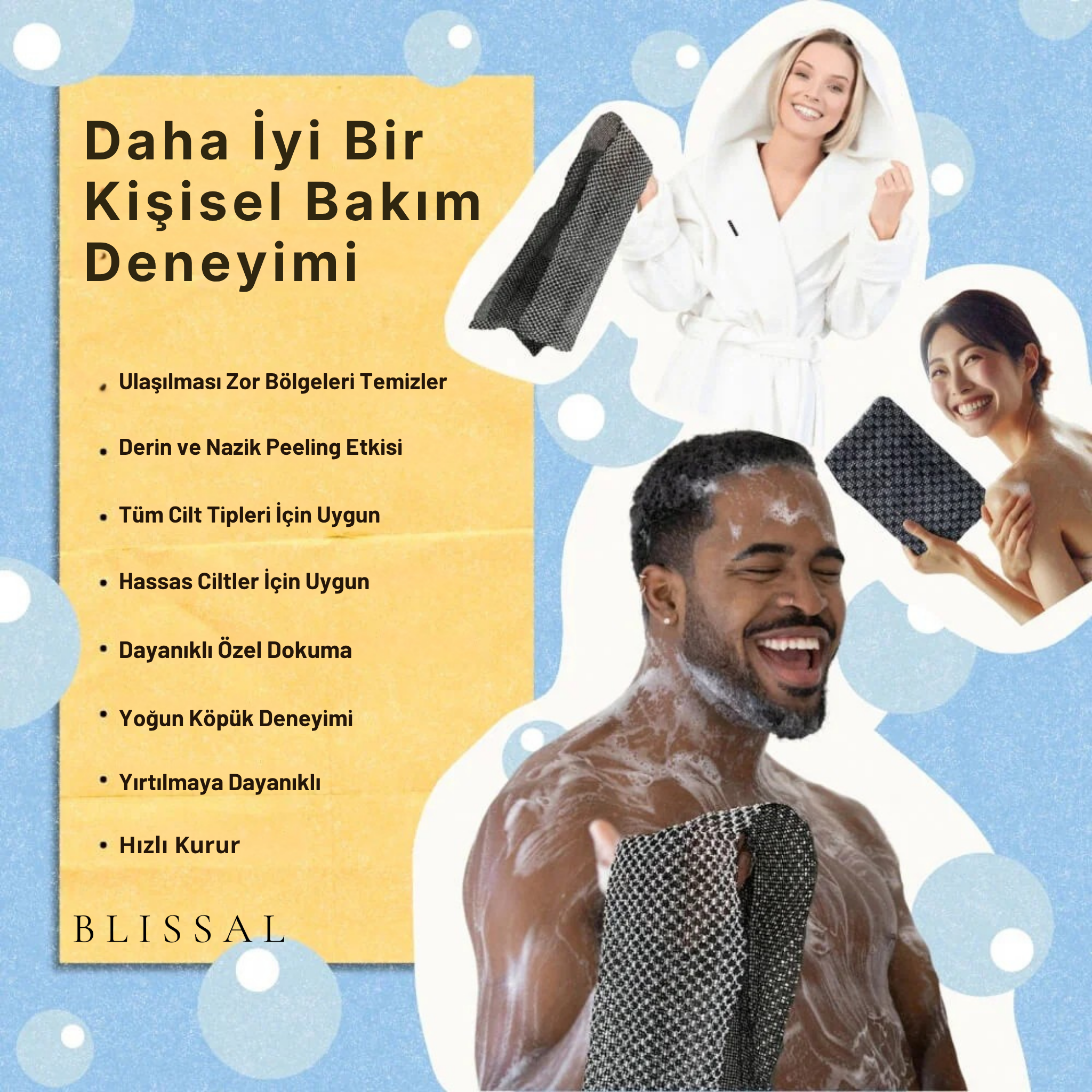 Blissaltr - Antibakteriyel Peeling Duş Havlusu