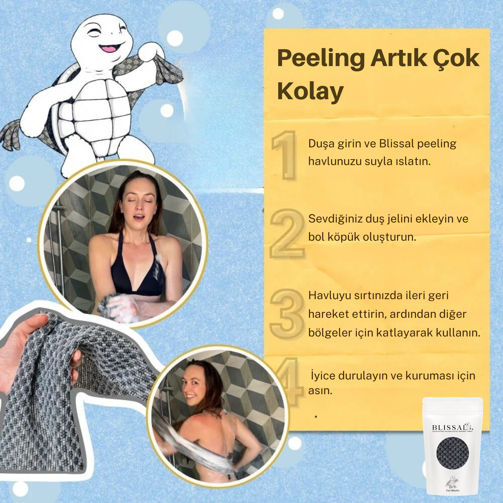 Blissaltr - Antibakteriyel Peeling Duş Havlusu